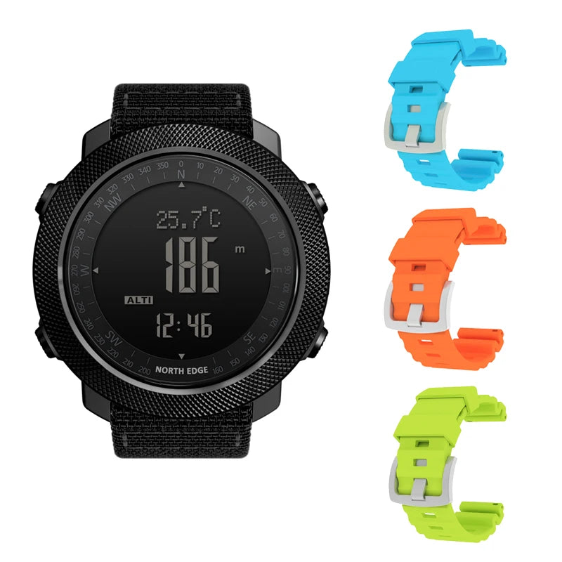 NORTH EDGE – montre numérique de sport pour hommes, heures de course, natation, armée militaire, altimètre, baromètre, boussole, étanche 50m