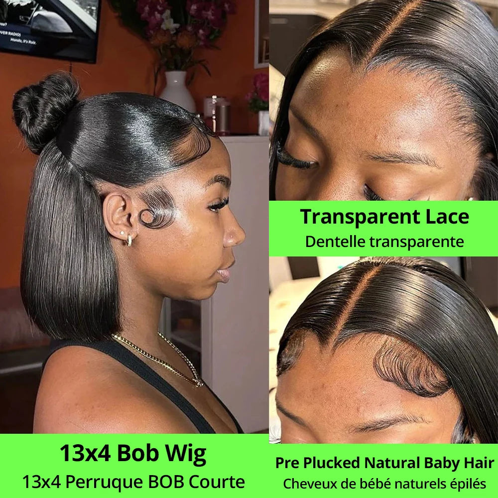250% Bon Prix Perruque avec Bonne Qualité Perruque BOB Courte Perruque Raw Hair Sans Colle Perruque 13x6 13x4 Transparent Lace Perruque Naturelle Moins Cher Perruque Femme Perruque Livraison 3 Jours France Naturelle