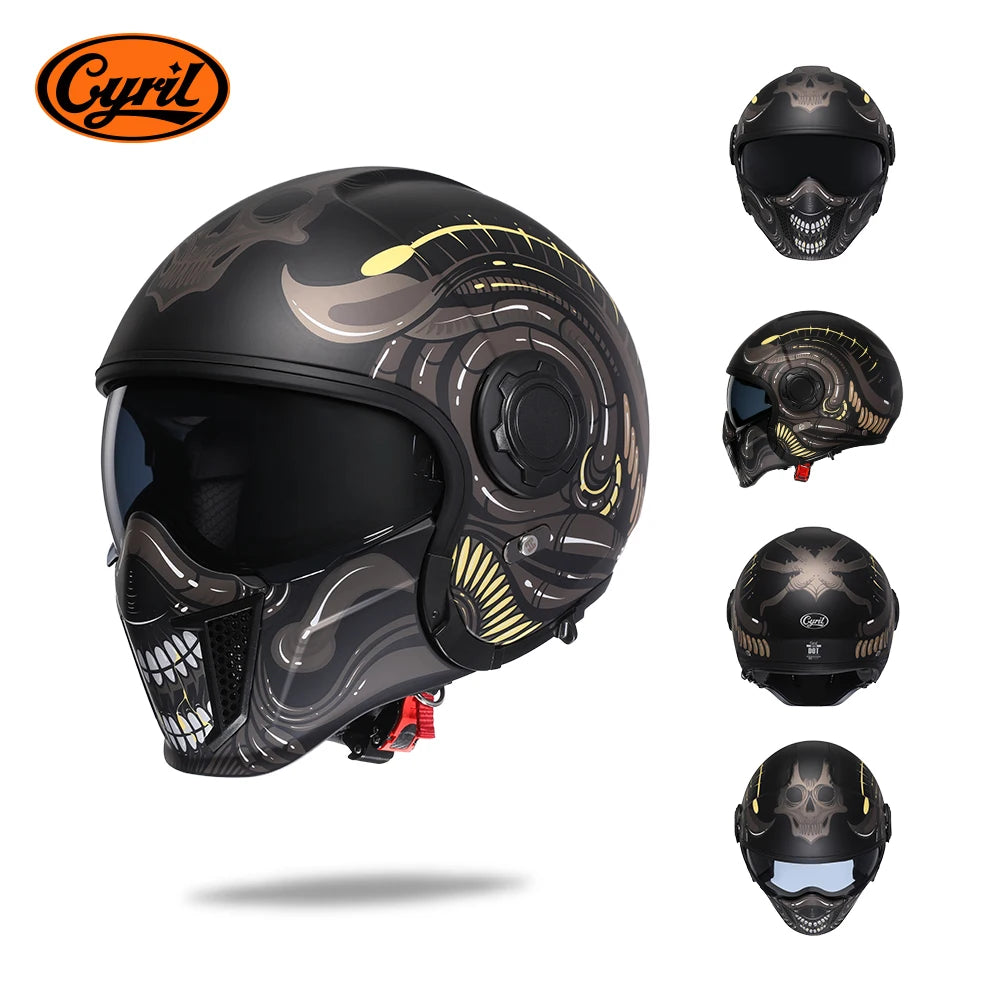 CYRIL-Casque de moto intégral pour hommes et femmes, casques ouverts, casque modulaire, visière pour touristes, approuvé ECE DOT, 3/4