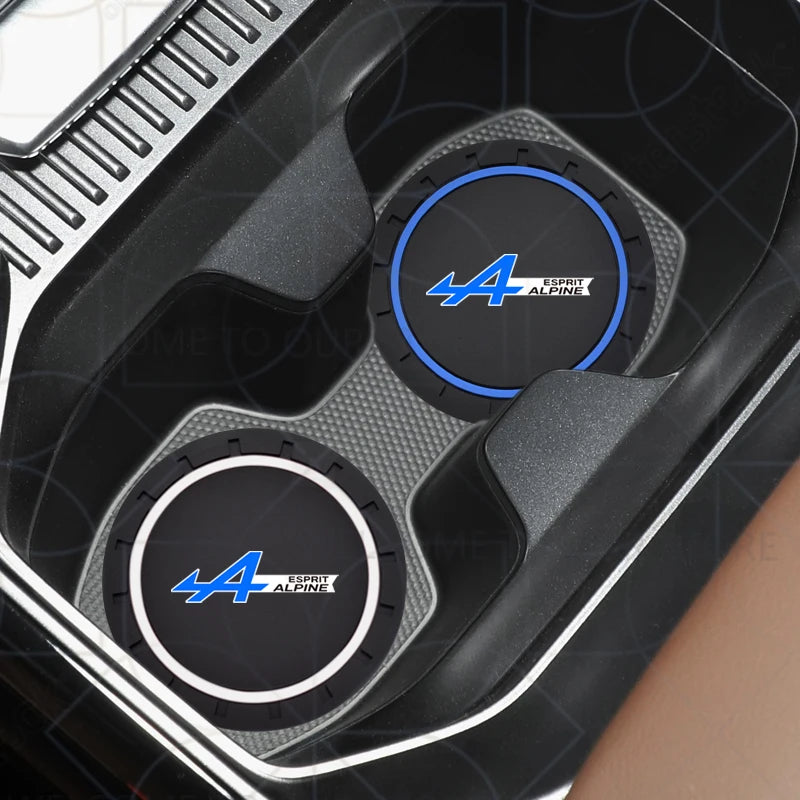 Porte-gobelet d'eau avec Logo alpin pour Kadjar Twingo Megane Scenic Kangoo, 2 pièces, tapis antidérapant, fente pour bouteille, style dessous de verre