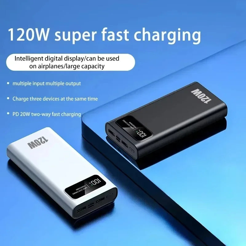 XiaomiMIJIA 200000mAh 120W PowerBank Fast Charging Portable Mobile Power Ultralarge Capacity Digital Display External Battery ﻿