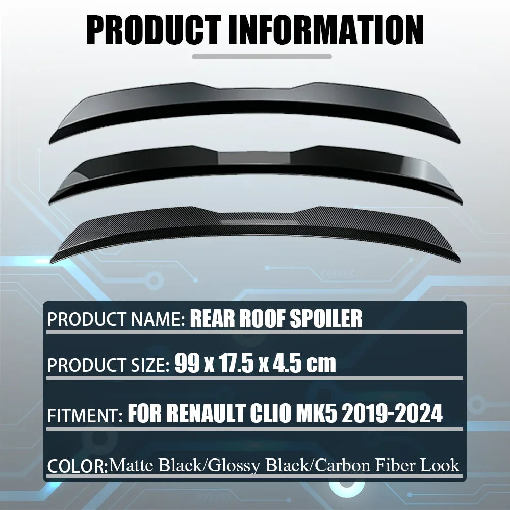 Bouchon de becquet arrière de voiture, pour Renault Clio MK5 Clio 5 2019 2020 2021 2022 2023 2024, coffre arrière, lèvre de toit, réglage