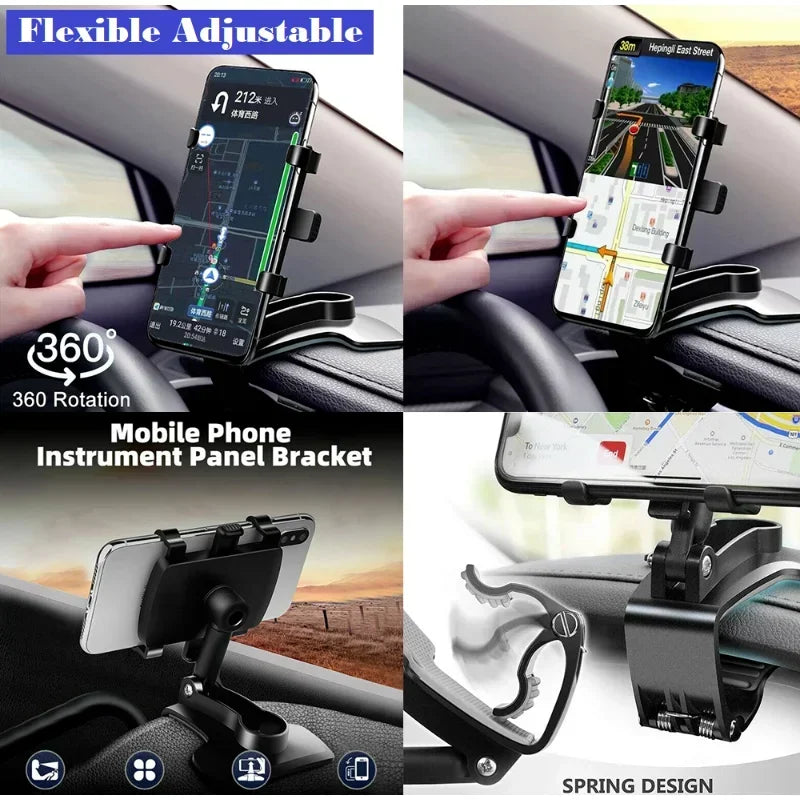 Multi-function Car Mobile Phone Holder Dashboard Mirror/GPS Mobile Phone Holder Clip 360 Degree Rotatable Car Accessories