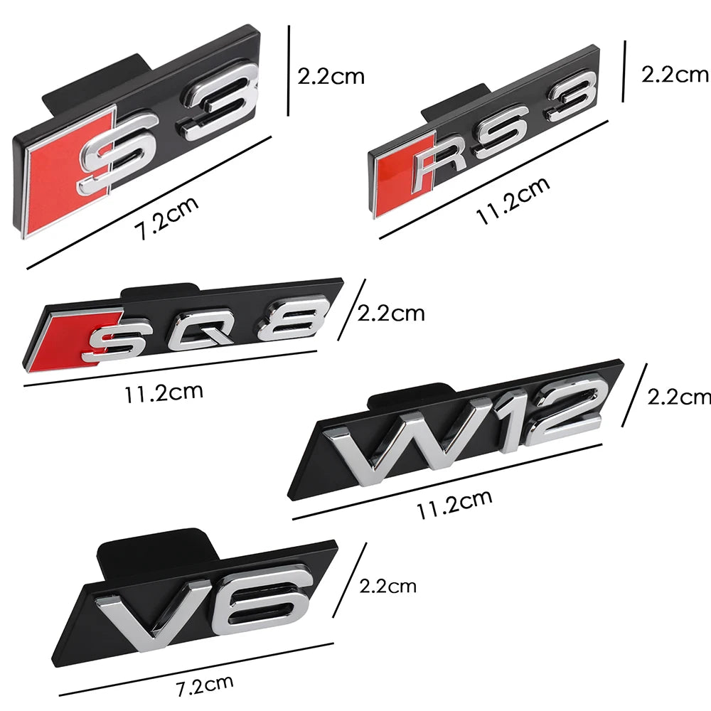 Décoration d'emblème de calandre avant de voiture ABS 3D, accessoires de Modification automobile pour Audi RS3 RS4 RS5 RS6 RS7 RS8 Badge Logo