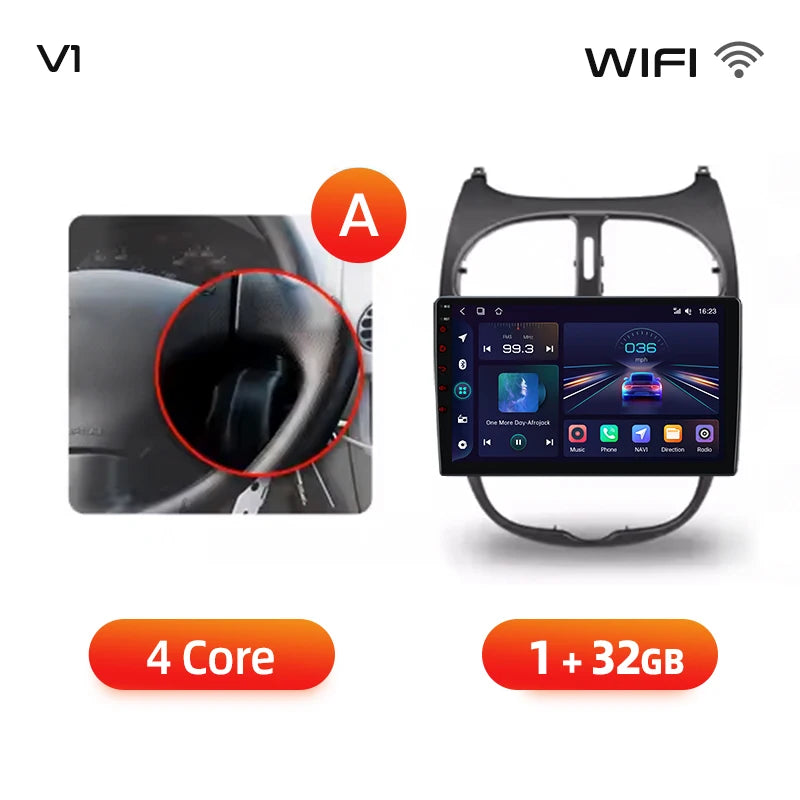 Junsun Android sans fil CarPlay Auto autoradio pour Peugeot 206 206CC 206SW 2001-2008 systèmes intelligents de voiture DSP SWC RDS GPS FM