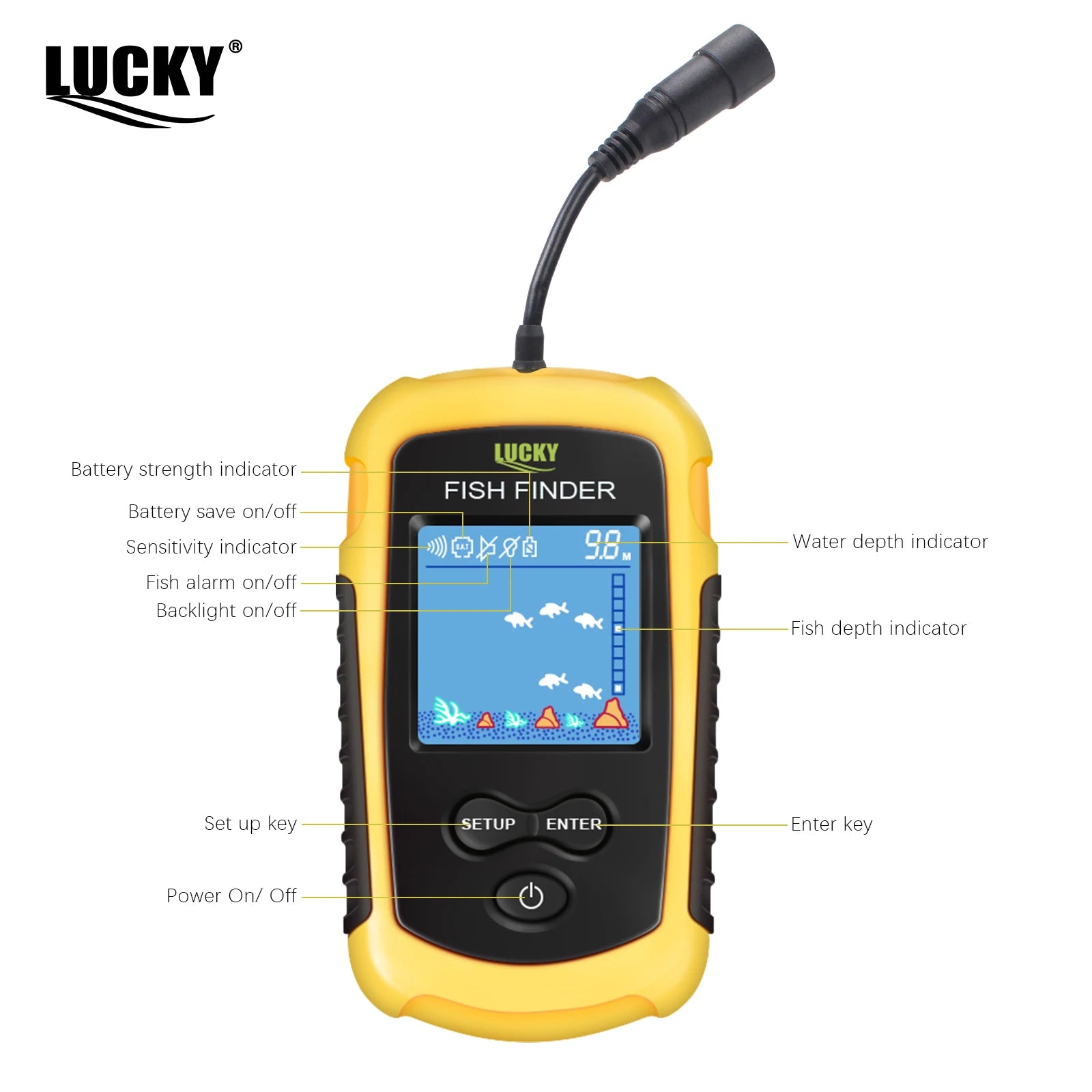 Livraison Gratuite! FFC1108-1 Vente Chaude Alarme 100 M Portable Sonar LCD Détecteurs de Poissons leurre De Pêche Sondeur De Pêche Finder