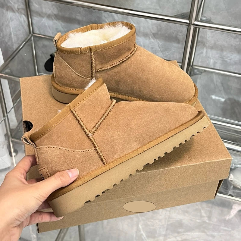 Nouveau 2025 femmes hiver Ultra Mini botte plate-forme de créateur bottes pour chaud en cuir cheville fourrure pantoufles bottes de luxe 35-44