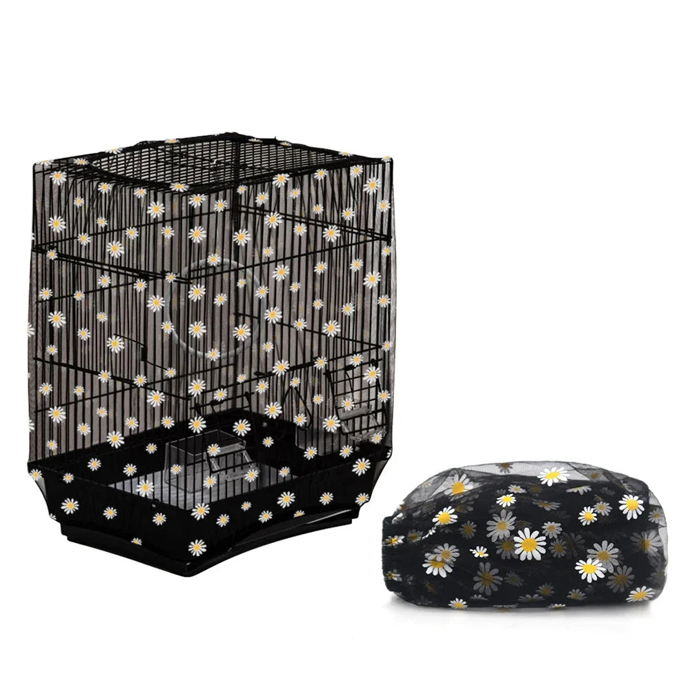 Couverture de filet de Cage à oiseaux réglable, attrape-plumes de graines de Cage à oiseaux, protection de jupe souple, filet en maille en Nylon pour Cages ronds et carrés