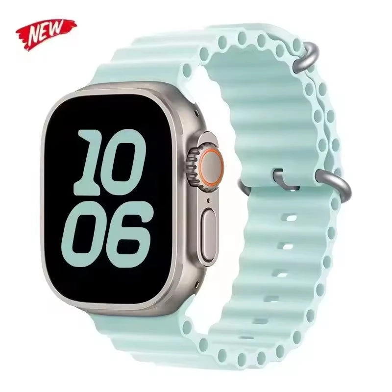 Ocean Silicone band for Apple Watch straps 46mm 45mm 40mm Ultra 2 49mm 44mm 41mm 38-42mm sport bracelet series 10 9 8 7 6 5 4 SE