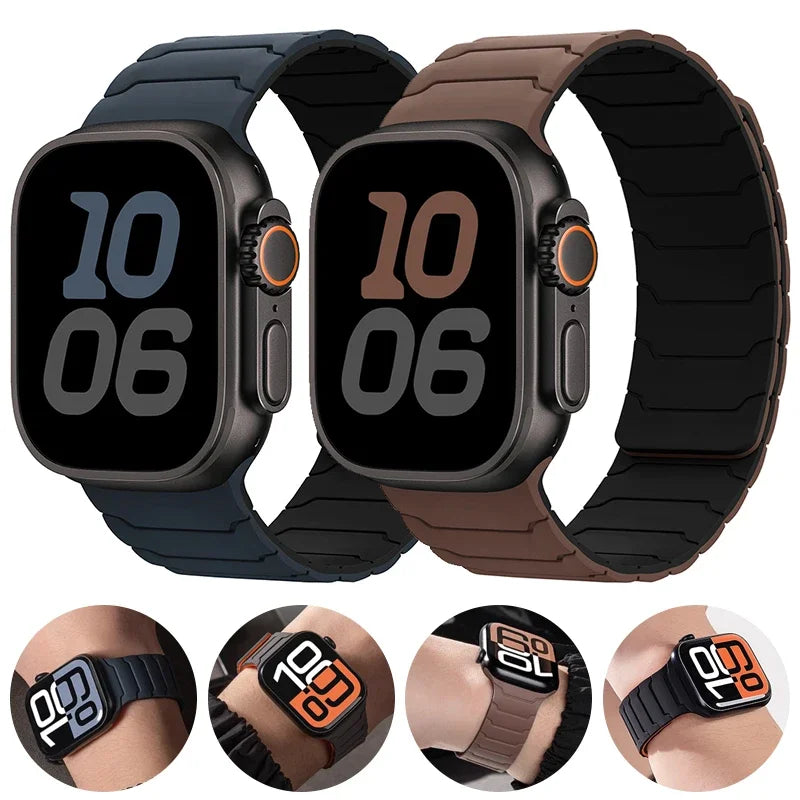 Bracelet pour Apple Watch ultra 2, 49mm 45mm 44mm 40mm 42mm 46mm 41mm 38mm, Bracelet magnétique en Silicone, série IWatch 10 SE 9 8 7