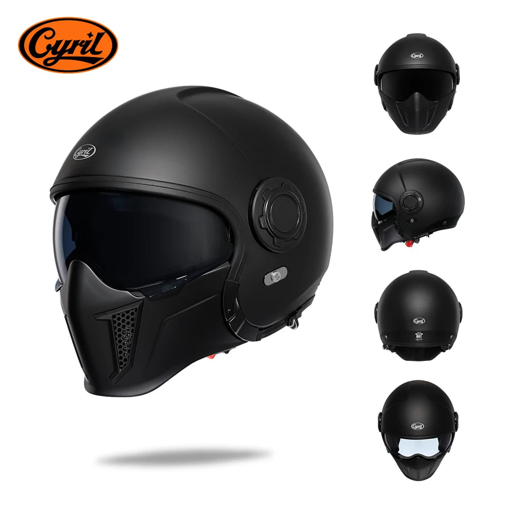 CYRIL-Casque de moto intégral pour hommes et femmes, casques ouverts, casque modulaire, visière pour touristes, approuvé ECE DOT, 3/4