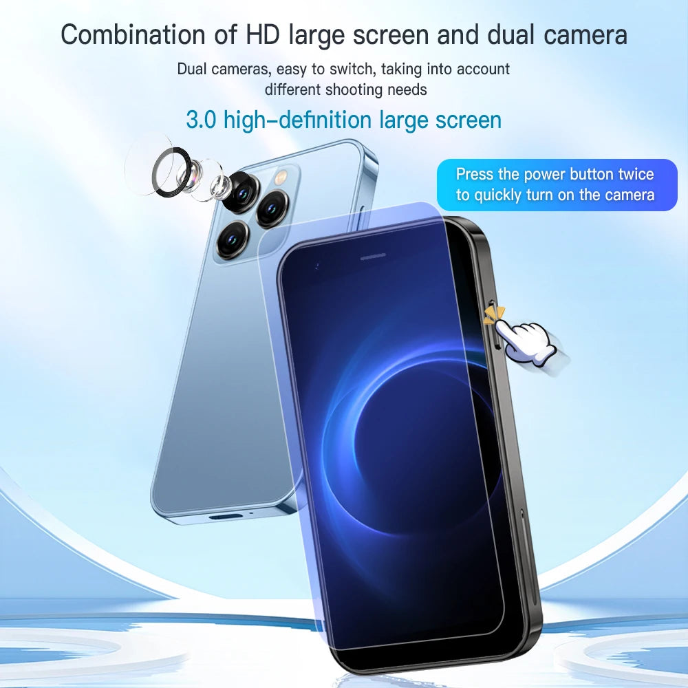 SERVO -Mini Smartphone 15SE, 3G WCDMA, Système Android, WiFi, Hotspot Play, PR3.0 ", Affichage, Petit Palmier, Matin, Touristes intelligents, EpiStandby