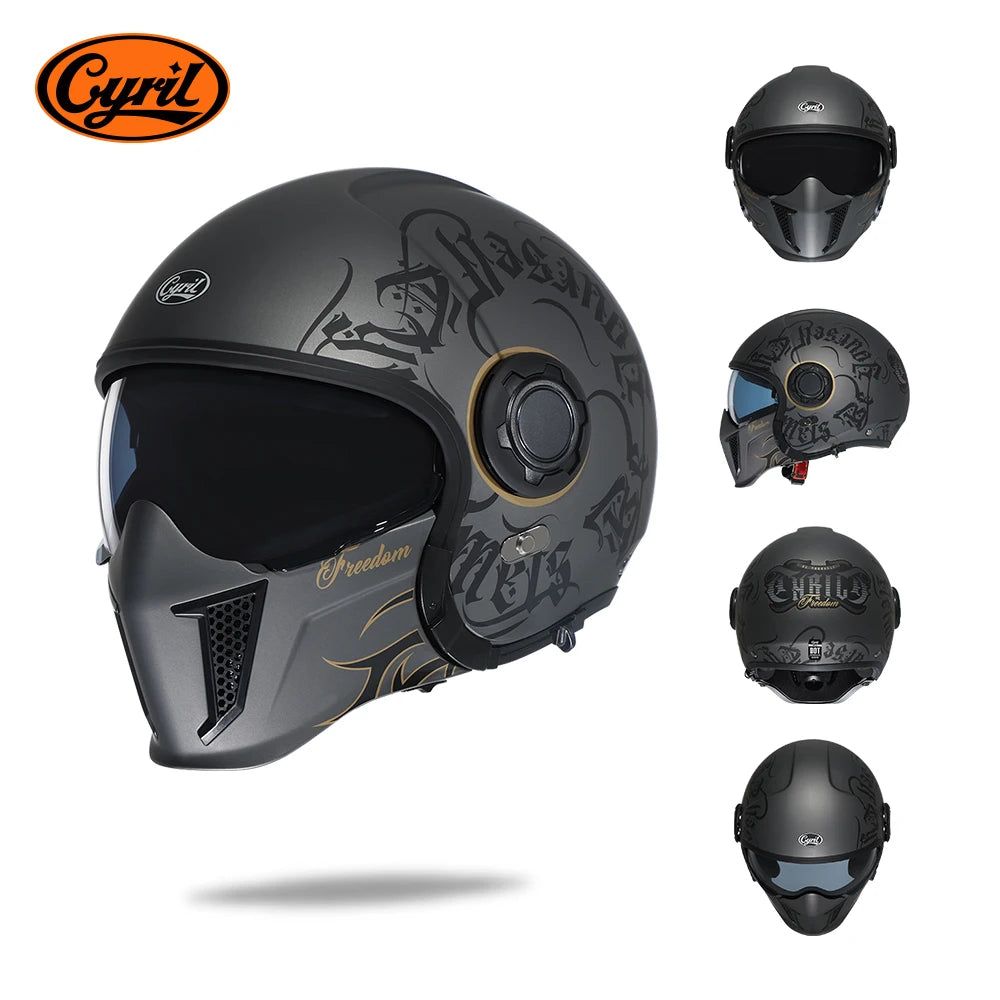CYRIL-Casque de moto intégral pour hommes et femmes, casques ouverts, casque modulaire, visière pour touristes, approuvé ECE DOT, 3/4