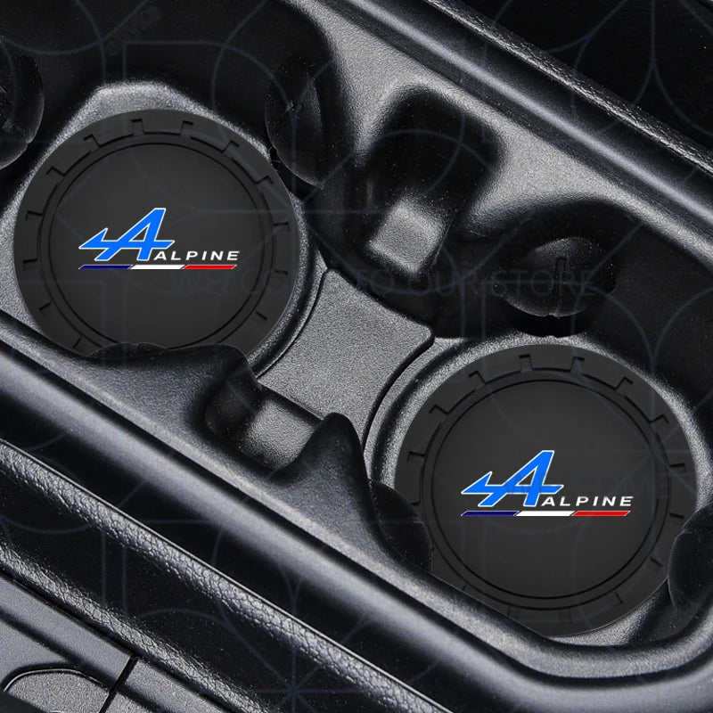 Porte-gobelet d'eau avec Logo alpin pour Kadjar Twingo Megane Scenic Kangoo, 2 pièces, tapis antidérapant, fente pour bouteille, style dessous de verre