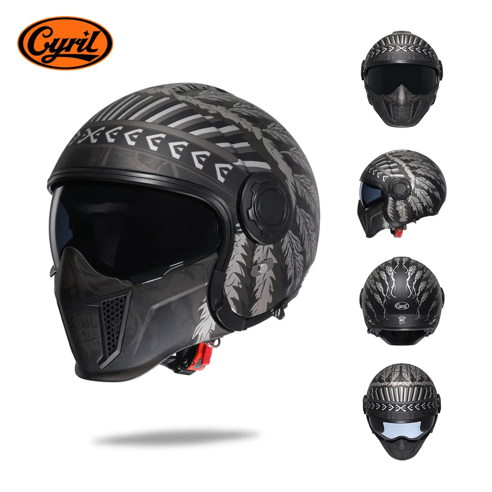 CYRIL-Casque de moto intégral pour hommes et femmes, casques ouverts, casque modulaire, visière pour touristes, approuvé ECE DOT, 3/4