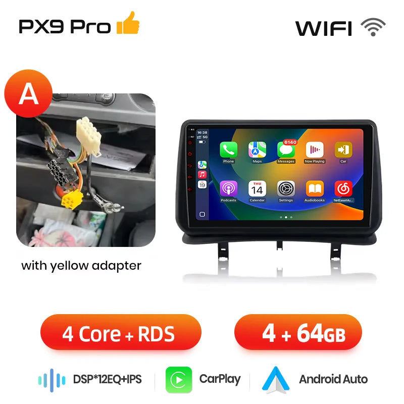 AWESAFE Carplay Voiture Autoradio Pour Renault Clio 3 2005-2014 2Din Android Auto Carplay Voiture Sans Fil Multimédia GPS Navigation Pour Clio 3 Accessories IPS RDS 4G 8-Core 8+256Go Systèmes Intelligents Auto stéréo 