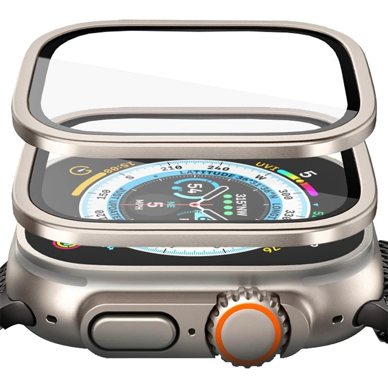 Aluminium Alloy Case+Tempered Glass for Apple Watch Ultra 2 49mm Anti-Scratch Screen Protector for iWatch Ultra 49mm Cover Film