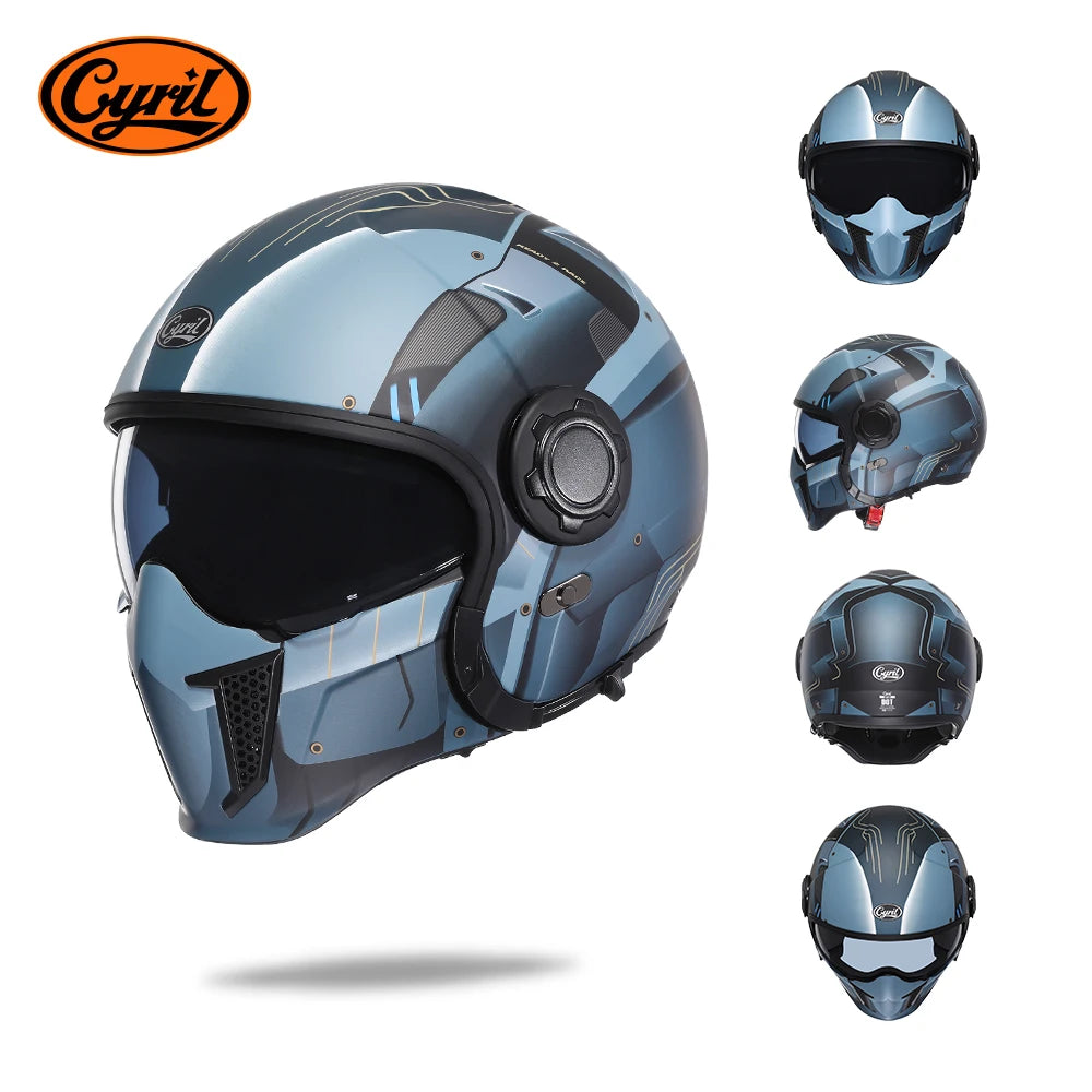 CYRIL-Casque de moto intégral pour hommes et femmes, casques ouverts, casque modulaire, visière pour touristes, approuvé ECE DOT, 3/4