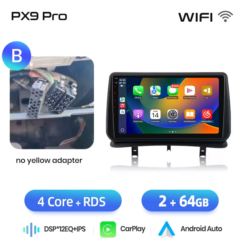 AWESAFE Carplay Voiture Autoradio Pour Renault Clio 3 2005-2014 2Din Android Auto Carplay Voiture Sans Fil Multimédia GPS Navigation Pour Clio 3 Accessories IPS RDS 4G 8-Core 8+256Go Systèmes Intelligents Auto stéréo 