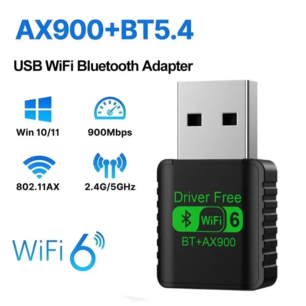 Wifi 6 Mini USB Dongle carte réseau BT 5.4 récepteur Dongle AX900 pour Win 10/11 PC double bande 2.4G/5Ghz