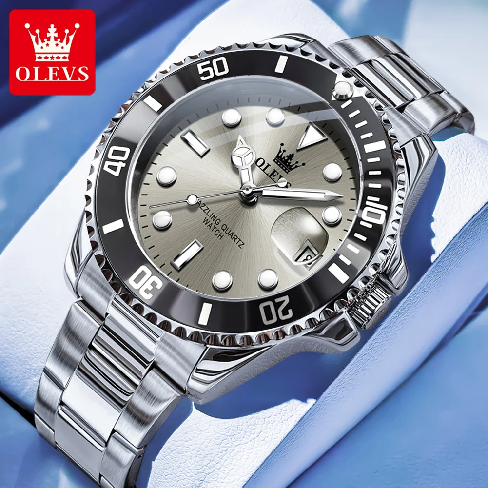 OLEVS 5885 homme montre marque originale étanche montre à Quartz bracelet en acier inoxydable automatique Date hommes cadeaux montres pour homme