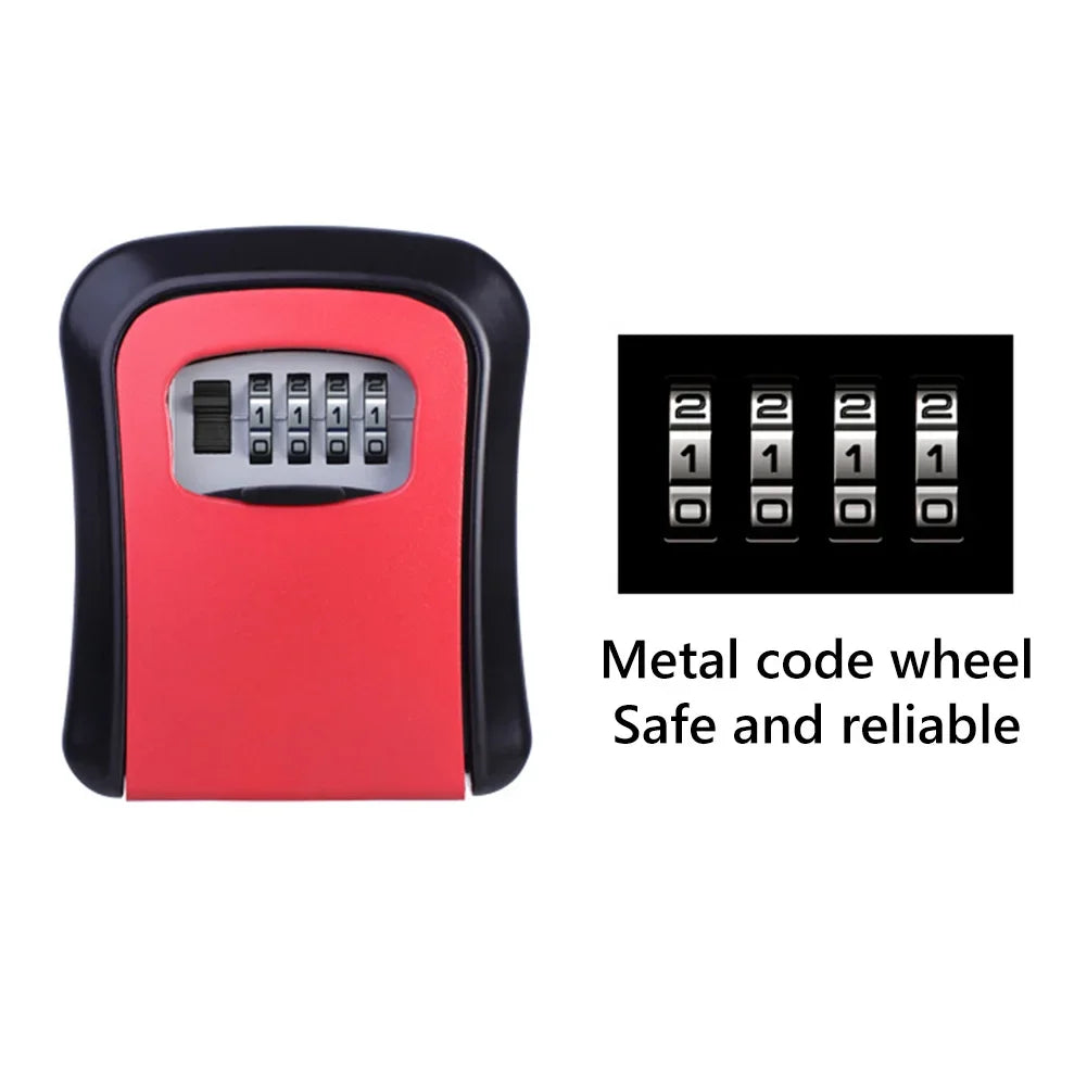 Wall Mount Key Lock Box 4 Digit Password Code Security Lock No Key for Home Office Key Safe Secret Storage Box Organizer