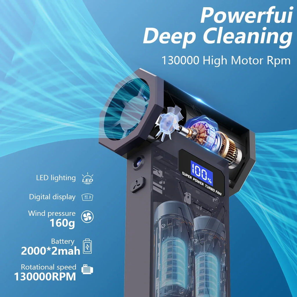 Nouveau Souffleur d'air P70 110000 tr/min 4 vitesses réglable Turbo Jet ventilateur avec lumière LED affichage de la batterie sans fil plumeau d'air comprimé
