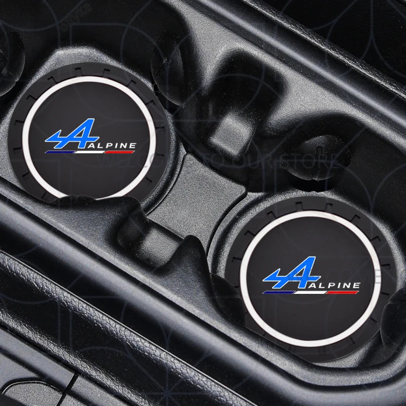 Porte-gobelet d'eau avec Logo alpin pour Kadjar Twingo Megane Scenic Kangoo, 2 pièces, tapis antidérapant, fente pour bouteille, style dessous de verre