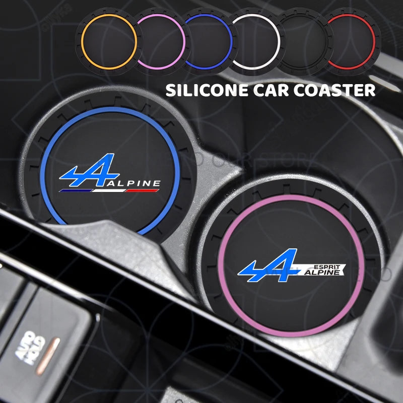 Porte-gobelet d'eau avec Logo alpin pour Kadjar Twingo Megane Scenic Kangoo, 2 pièces, tapis antidérapant, fente pour bouteille, style dessous de verre