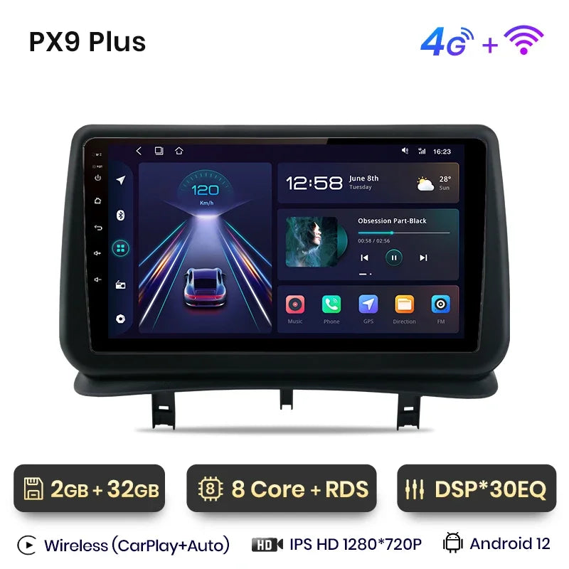 AWESAFE Carplay Voiture Autoradio Pour Renault Clio 3 2005-2014 2Din Android Auto Carplay Voiture Sans Fil Multimédia GPS Navigation Pour Clio 3 Accessories IPS RDS 4G 8-Core 8+256Go Systèmes Intelligents Auto stéréo 