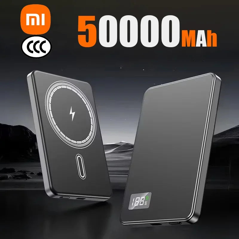 Xiaomi – batterie externe Mobile Ultra-mince certifié CCC, 50000mAh, MagSafe, charge rapide magnétique sans fil, affichage électronique Portable