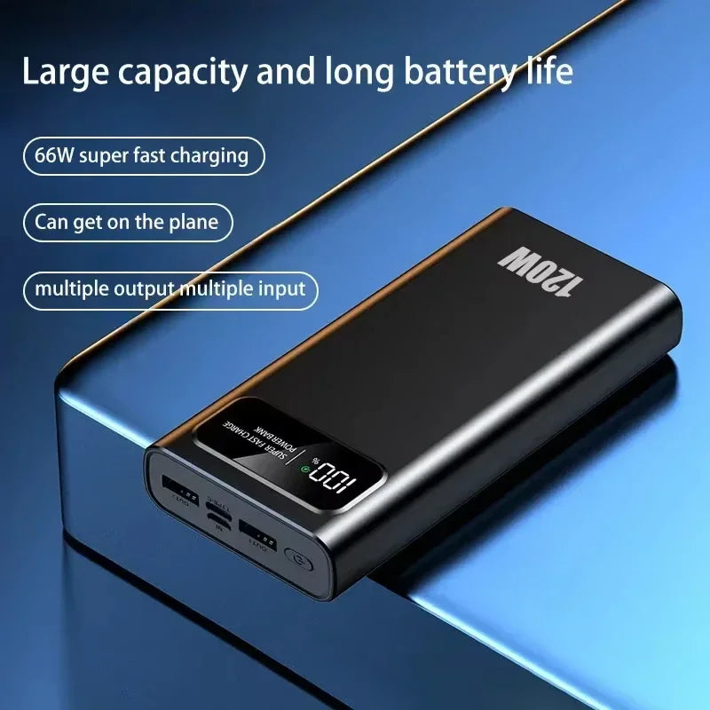 XiaomiMIJIA 200000mAh 120W PowerBank Fast Charging Portable Mobile Power Ultralarge Capacity Digital Display External Battery ﻿