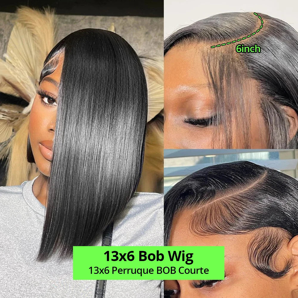250% Bon Prix Perruque avec Bonne Qualité Perruque BOB Courte Perruque Raw Hair Sans Colle Perruque 13x6 13x4 Transparent Lace Perruque Naturelle Moins Cher Perruque Femme Perruque Livraison 3 Jours France Naturelle