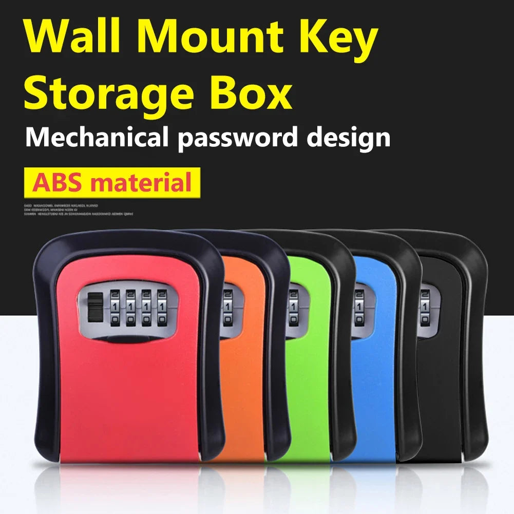 Wall Mount Key Lock Box 4 Digit Password Code Security Lock No Key for Home Office Key Safe Secret Storage Box Organizer
