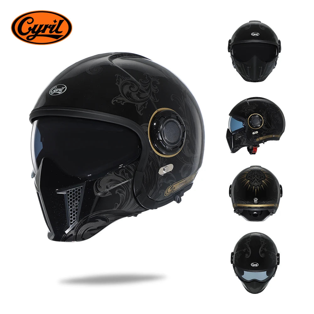 CYRIL-Casque de moto intégral pour hommes et femmes, casques ouverts, casque modulaire, visière pour touristes, approuvé ECE DOT, 3/4