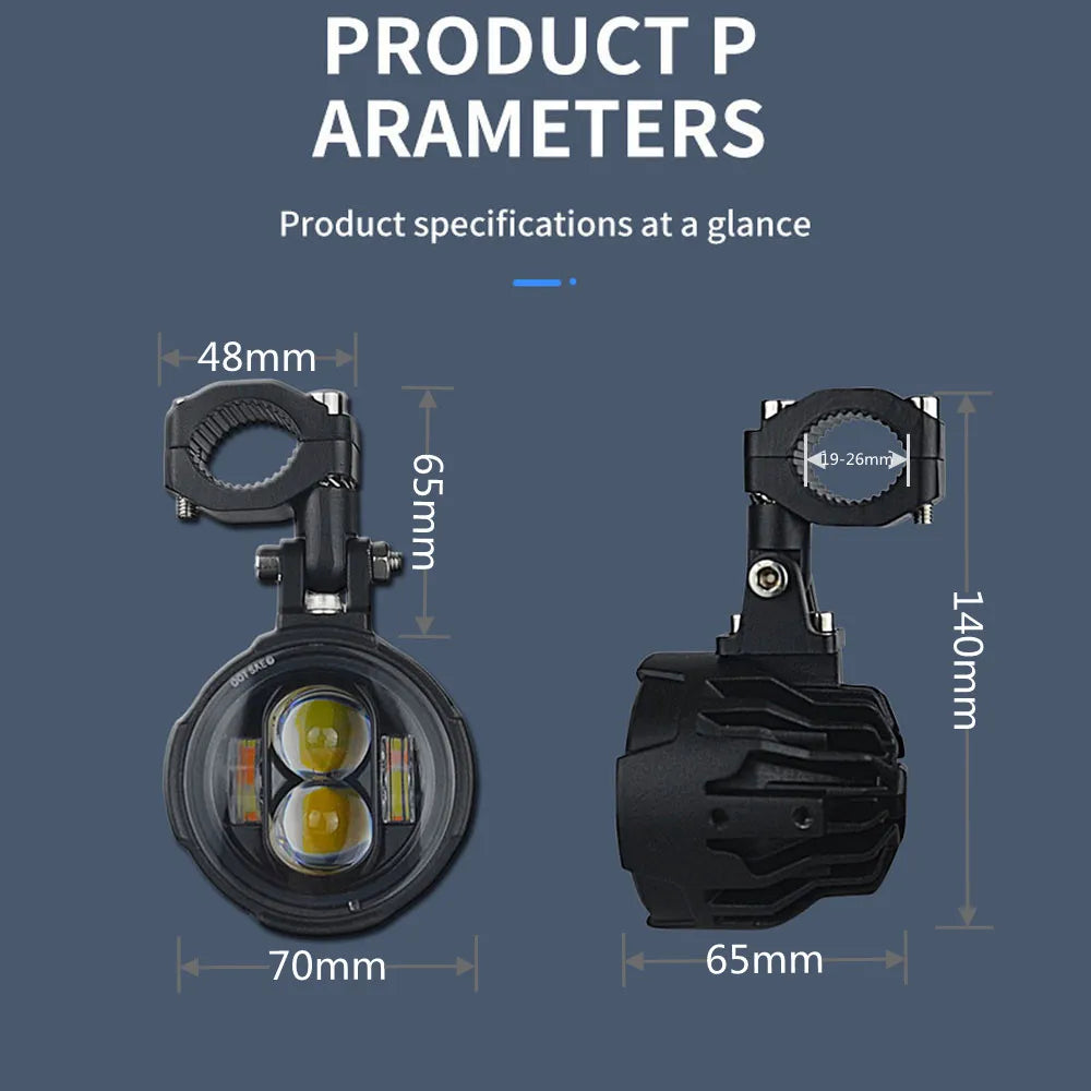 Phares antibrouillard LED pour moto, budgétaire de conduite auxiliaire, lampe de sauna, clignotant de documents pour touristes, phare antibrouillard Farol Moto, paire de 100W