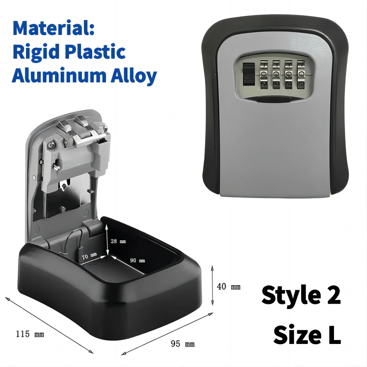 Wall Mount Key Lock Box 4 Digit Password Code Security Lock No Key for Home Office Key Safe Secret Storage Box Organizer