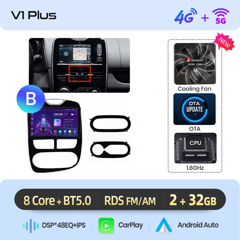 Junsun CarPlay Android Auto Car Radio for Renault Clio 4 2012-2017 GPS Intelligent Systems Stereo Multimedia Autoradio