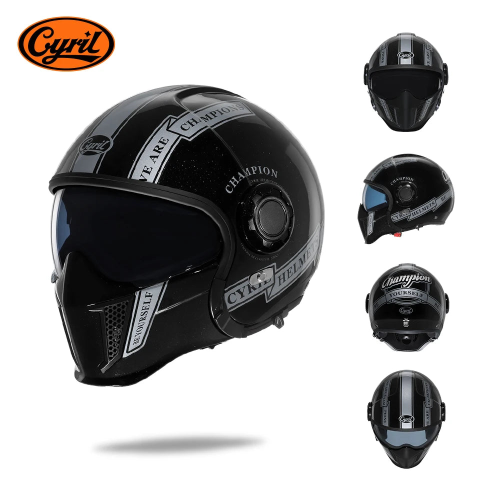 CYRIL-Casque de moto intégral pour hommes et femmes, casques ouverts, casque modulaire, visière pour touristes, approuvé ECE DOT, 3/4