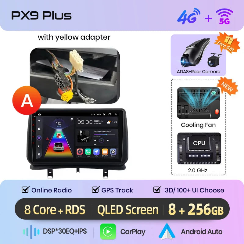 AWESAFE Carplay Voiture Autoradio Pour Renault Clio 3 2005-2014 2Din Android Auto Carplay Voiture Sans Fil Multimédia GPS Navigation Pour Clio 3 Accessories IPS RDS 4G 8-Core 8+256Go Systèmes Intelligents Auto stéréo 