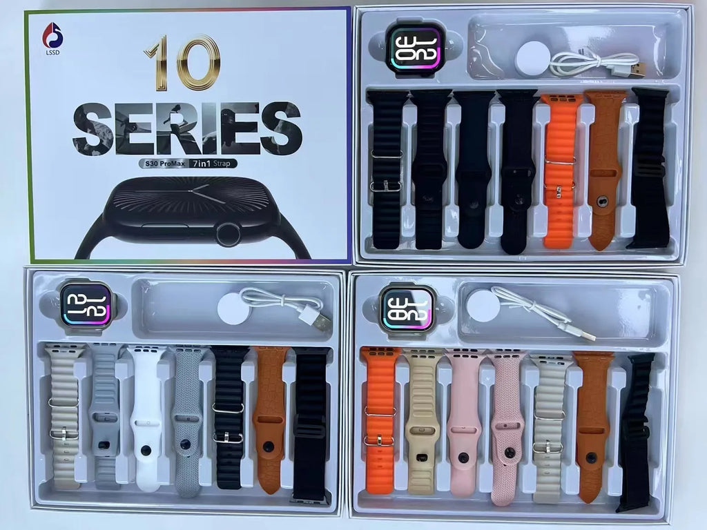 S30promax montre intelligente série 10 écran infinie Version 7 + 1 sangles plus récent sport SmartWatch Bluetooth appel téléphonique Bracelets intelligents