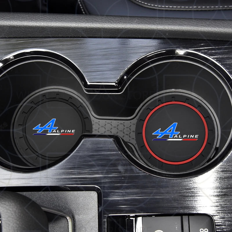 Porte-gobelet d'eau avec Logo alpin pour Kadjar Twingo Megane Scenic Kangoo, 2 pièces, tapis antidérapant, fente pour bouteille, style dessous de verre