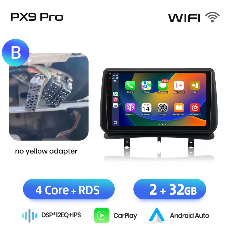 AWESAFE Carplay Voiture Autoradio Pour Renault Clio 3 2005-2014 2Din Android Auto Carplay Voiture Sans Fil Multimédia GPS Navigation Pour Clio 3 Accessories IPS RDS 4G 8-Core 8+256Go Systèmes Intelligents Auto stéréo 