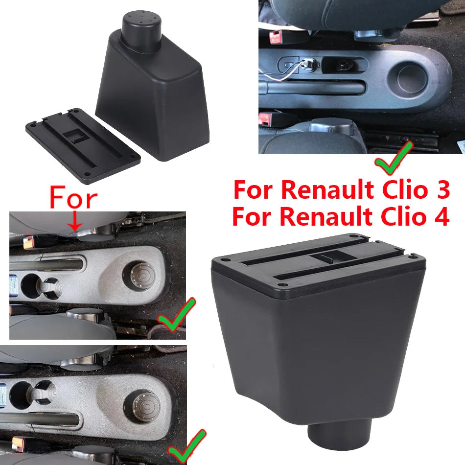 Accoudoir de voiture pour Renault Clio 4, Captur Clio 3 III IV, boîte d'accoudoir de voiture, pièces de rangement d'accessoires, rénovation intérieure dédiée