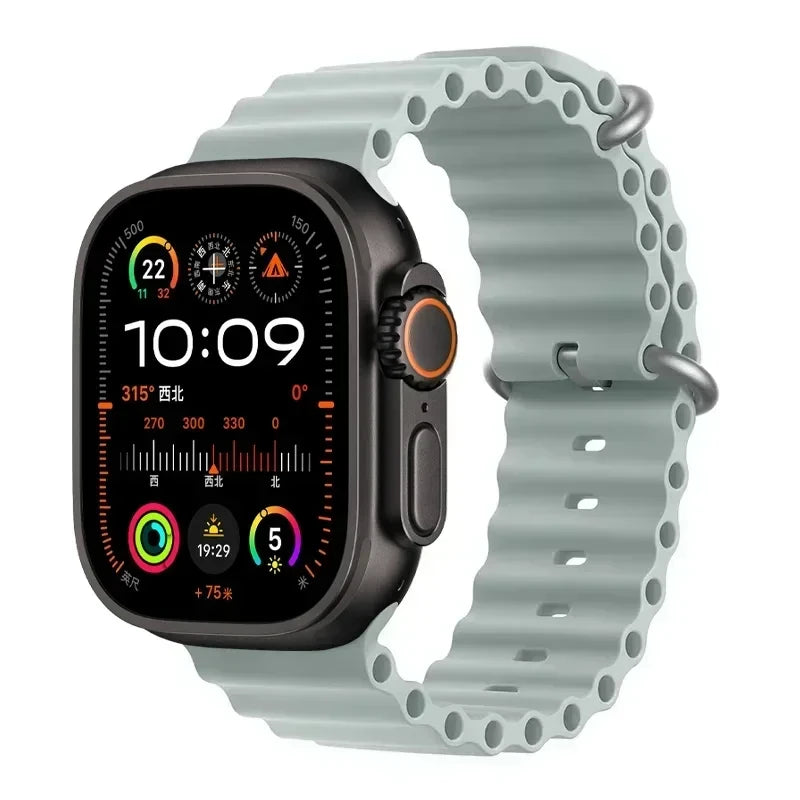 Ocean Silicone band for Apple Watch straps 46mm 45mm 40mm Ultra 2 49mm 44mm 41mm 38-42mm sport bracelet series 10 9 8 7 6 5 4 SE