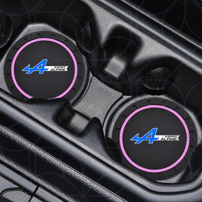 Porte-gobelet d'eau avec Logo alpin pour Kadjar Twingo Megane Scenic Kangoo, 2 pièces, tapis antidérapant, fente pour bouteille, style dessous de verre