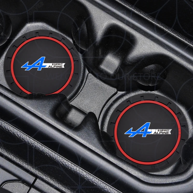 Porte-gobelet d'eau avec Logo alpin pour Kadjar Twingo Megane Scenic Kangoo, 2 pièces, tapis antidérapant, fente pour bouteille, style dessous de verre