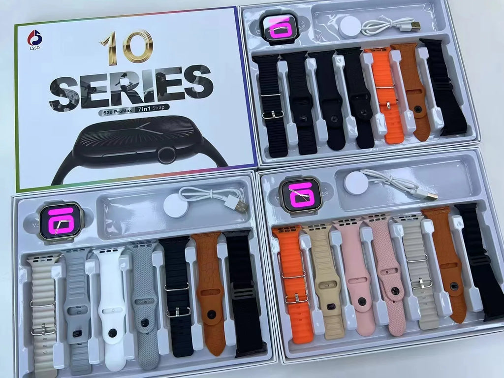 S30promax montre intelligente série 10 écran infinie Version 7 + 1 sangles plus récent sport SmartWatch Bluetooth appel téléphonique Bracelets intelligents