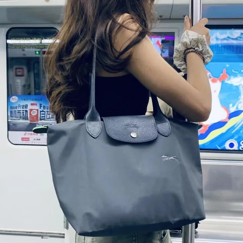 1 femmes pliable hobos nylon sac à main sacs classiques dame sac fourre-tout brodé sacs à bandoulière courts et longchamp poignées sacs