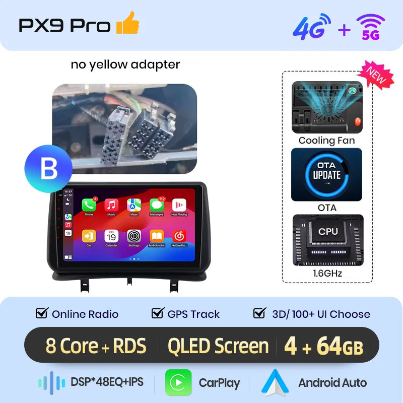 AWESAFE Carplay Voiture Autoradio Pour Renault Clio 3 2005-2014 2Din Android Auto Carplay Voiture Sans Fil Multimédia GPS Navigation Pour Clio 3 Accessories IPS RDS 4G 8-Core 8+256Go Systèmes Intelligents Auto stéréo 